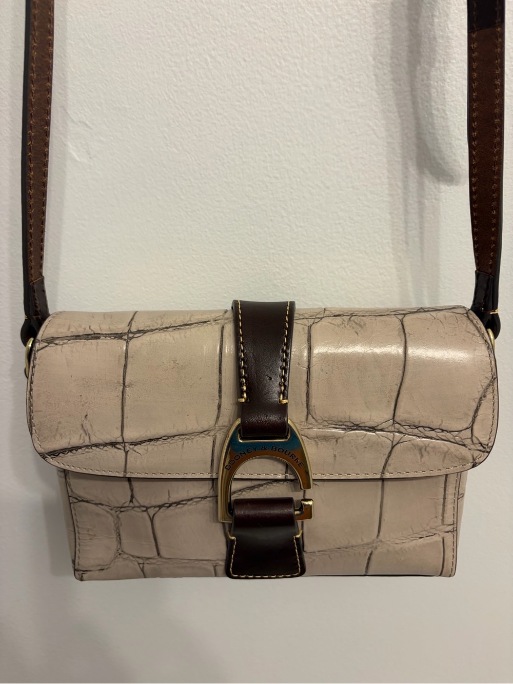 Dooney & Bourke Emerson Kyra Beige Croc-Embossed Crossbody - Picture 10 of 14